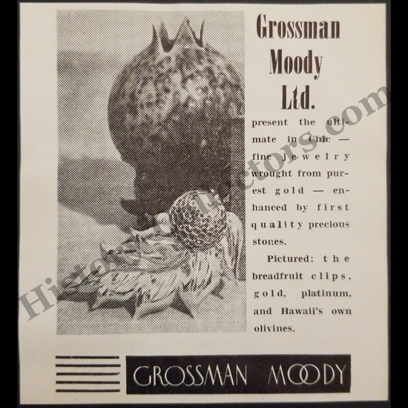 1943 Grossman Moody Print Advertisement Clipping - Honolulu Hawaii - Breadfruit Clips - World War II Era - Ready For Framing