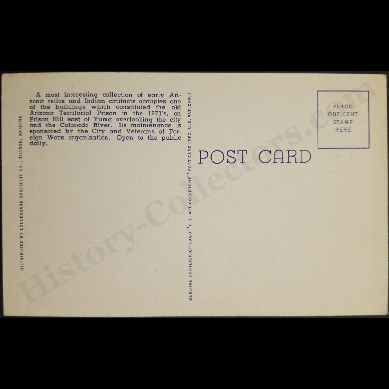 1943 Territorial Prison Museum Located On Prison Hill In Yuma Arizona Linen Postcard - World War II Era - Ready For Framing