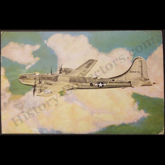 1945 B-29 42-24473 Superfortress Linen Postcard - Santa Fe Railway Troop Transport - Belen New Mexico - Fleetwood Pennsylvania - Earl Kenneth Gordon - Military Free Franking Postal Mark - World War II Era - Ready For Framing