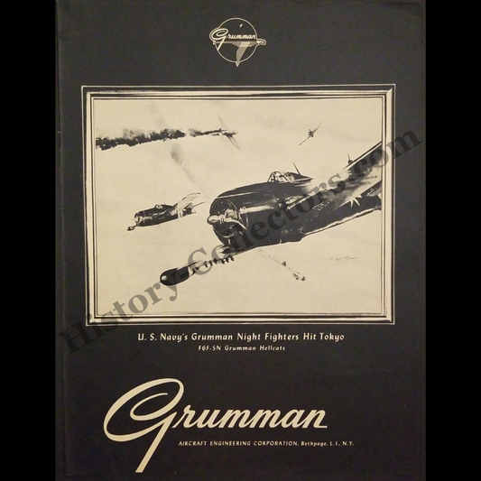 1945 Grumman F6F-5N Hellcat Night Fighters Print Advertisement Clipping - Grumman Aircraft Engineering Corporation - Bethpage Long Island New York - World War II Era - Naval Aviation History - Ready For Framing