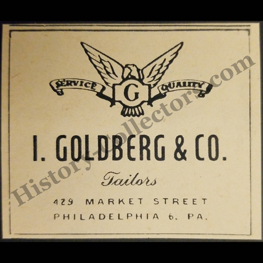 1945 I. Goldberg & Co Tailors Print Advertisement Clipping - 429 Market Street - Philadelphia Pennsylvania - World War II Era - Ready For Framing