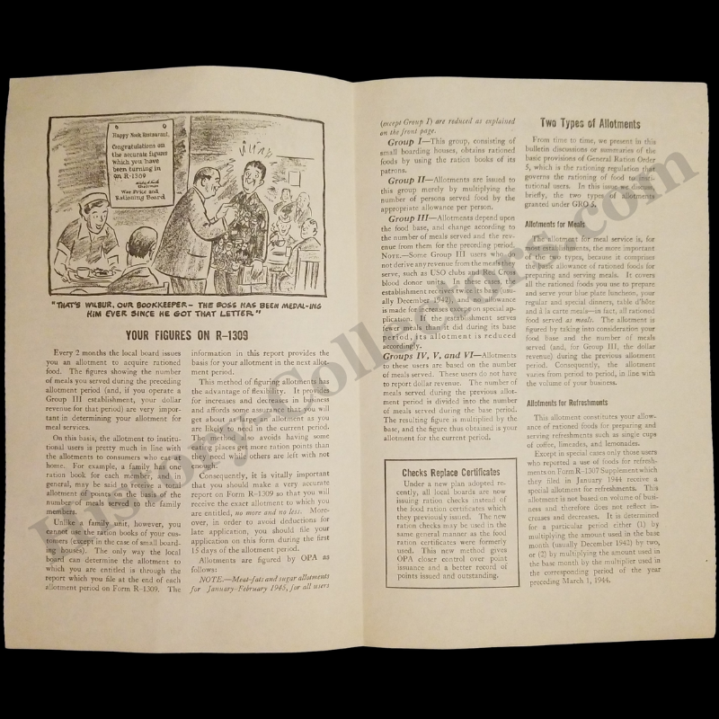 1945 Office Of Price Administration Newsletter Bulletin - Washington DC - Restaurants Hotels Institutional - Home Front - WWII Era - March - Ready For Framing