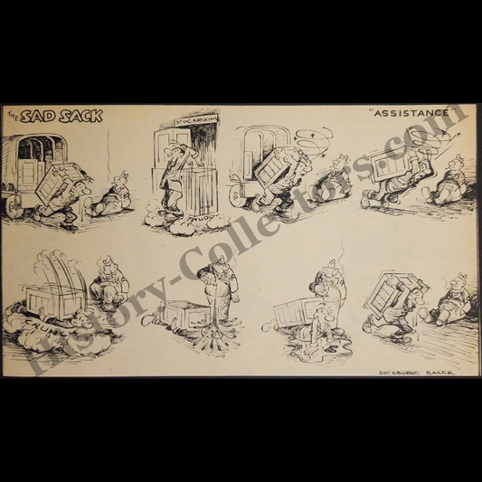 1945 Sad Sack Assistance Comic Illustration Clipping - Sgt. George Baker - World War II Era - Ready For Framing