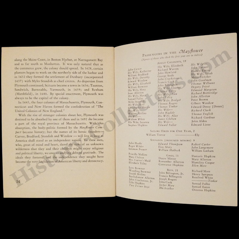 1945 The Story Of The Pilgrims Booklet - John Hancock Mutual Life Insurance Company - Boston Massachusetts - Marketing Giveaway - WWII Era - Ready For Framing