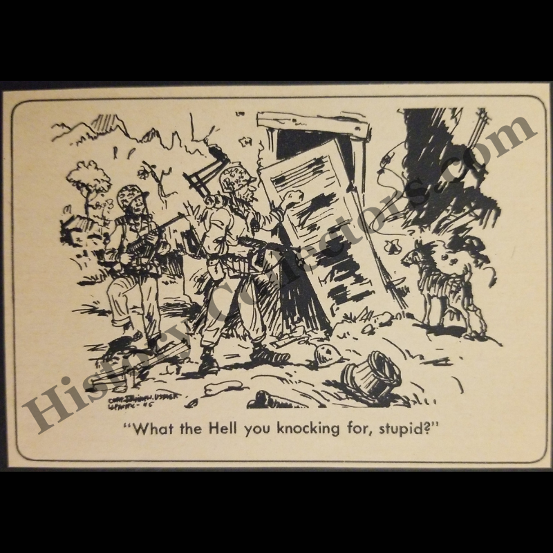 1945 Combat Humor Comic Illustration Print Clipping - Pacific Theater - World War II Era - Ready For Framing