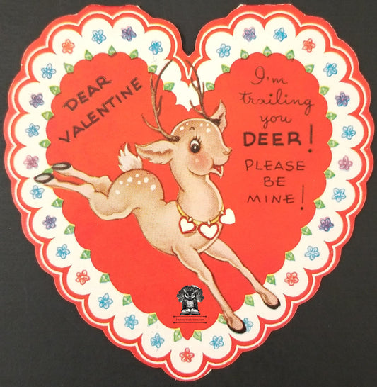 1946 Children's Exchange Valentine's Day Card - Fold Open Deer Hunting Season Buck