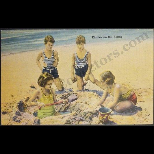 1946 Kids On The Beach Vacation Linen Postcard - Green Lane Pennsylvania - Kenneth Gordon Children's Ward Reading Hospital - Post World War II Era - Ready For Framing
