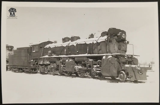 1948 RPPC Picture Postcard - CB&Q Railroad Steam Engine Train 4101 - Denver Colorado - Photographer Kindig - Christmas Eve