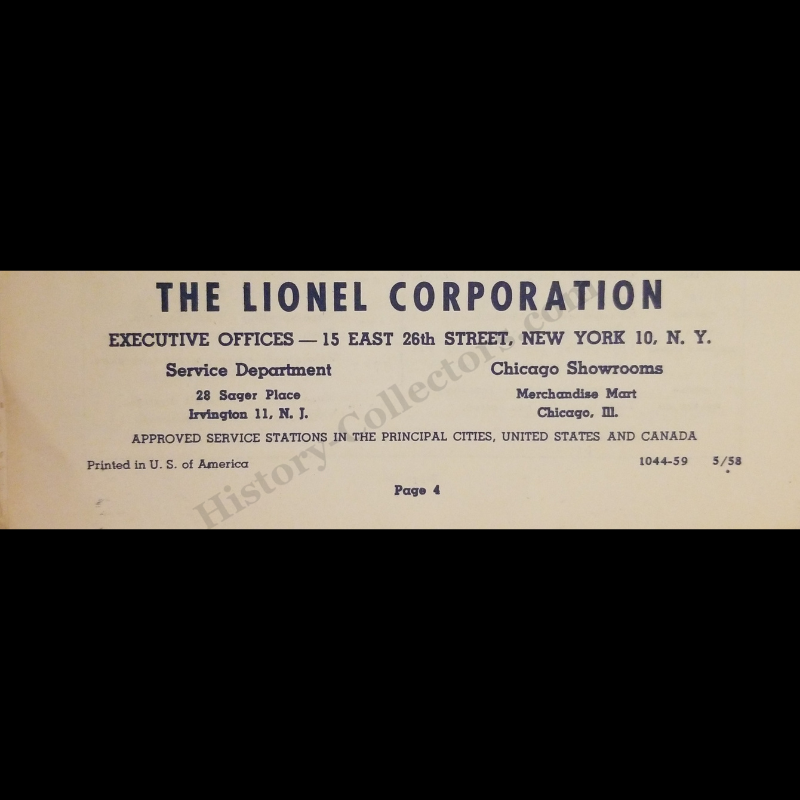 1958 Lionel Multi-Control Transformer Operating Instructions Leaflet Manual - 1044 1244