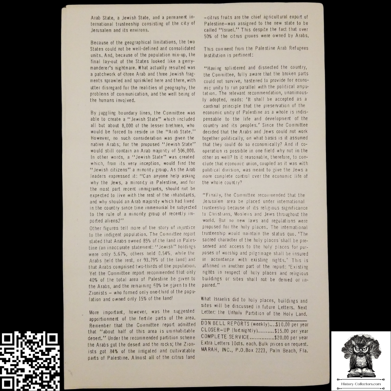 1958 Story Of Modern Zionism Newsletter Part Eleven - Secrets Of The Synagogue Of Satan - Don Bell Reports Commentary - December 26 - Anti-Zionism - Israel Geopolitical Criticism