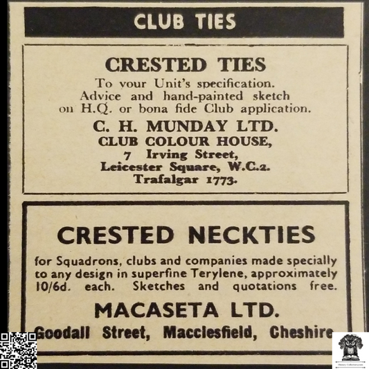 1962 Fraternal Club Ties Classified Advertisement Clipping - England