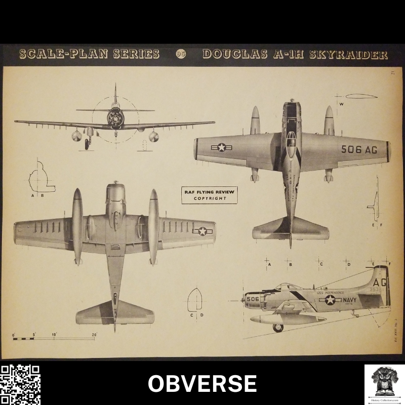 1962 Douglas A-1H Skyraider Republic P-47D-11-RE Thunderbolt Print Graphic - Military Aircraft - England - Ready For Framing