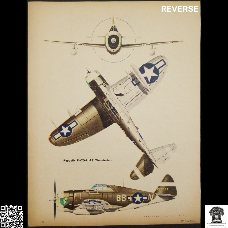 1962 Douglas A-1H Skyraider Republic P-47D-11-RE Thunderbolt Print Graphic - Military Aircraft - England - Ready For Framing