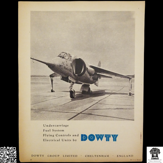 1962 Dowty Aviation Industry Print Advertisement Clipping - Hawker P.1127 - Aerospace Tech - England - Ready For Framing