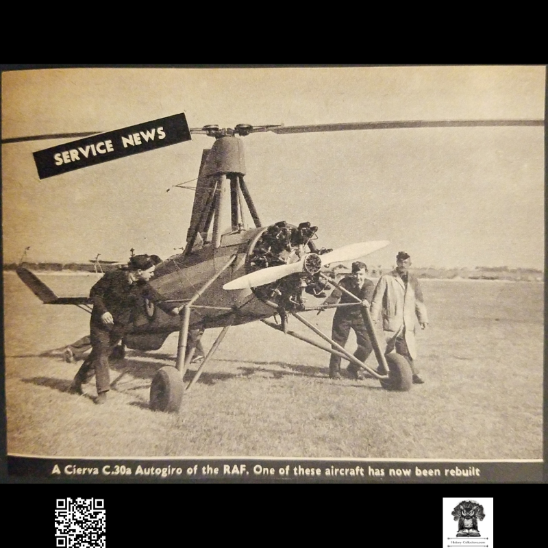 1962 Gyrocopter Cierva C.30A Autogiro Royal Air Force News Print Image ...