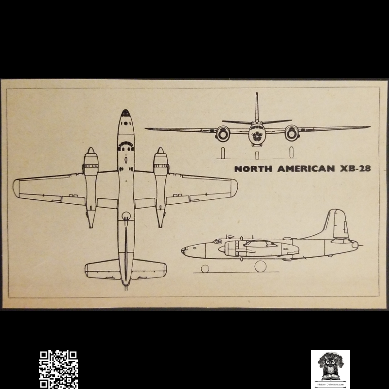 1962 North American XB-28 Bomber Technical Illustration Clipping - Ready For Framing