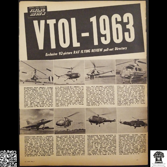 1962 Royal Air Force Flying Review Published Release 1963 VTOL Directory - Aviation Engineering - Cold War - NATO - England - Research Reference