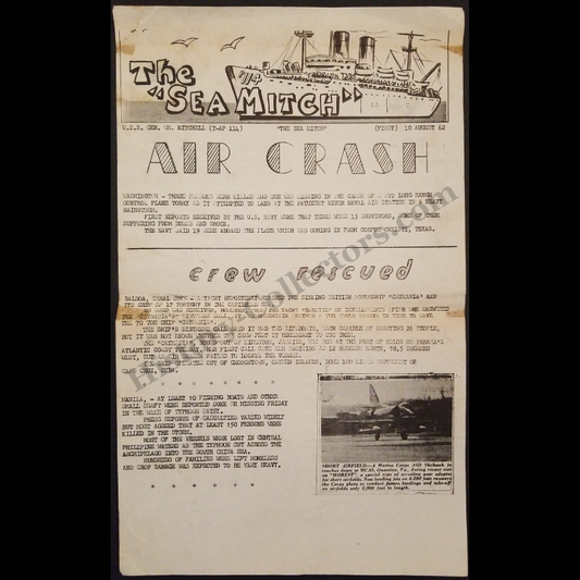 Vintage Original 1962 U.S. Navy Shipboard Newsletter - U.S.S. Gen. W. M. Mitchell T-AP-114