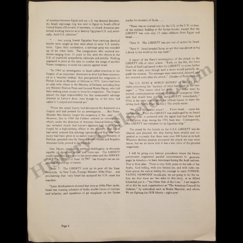 1967 Richard Cotten Conservative Newsletter - USS Liberty Attack - Israel Six-Day War - Cold War Era - Volume 5 - August 23-25 - Bakersfield California - Anti-Zionist Ideology - Ready For Framing