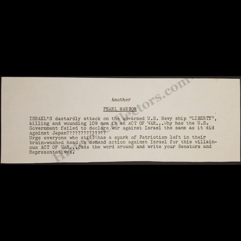 1967 Richard Cotten Conservative Newsletter - USS Liberty Attack - Israel Six-Day War - Cold War Era - Volume 5 - August 23-25 - Bakersfield California - Anti-Zionist Ideology - Ready For Framing