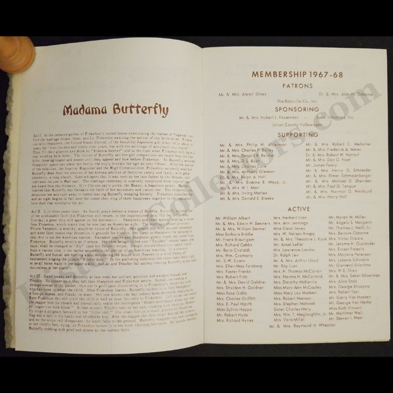 1968 Madama Butterfly Opera Program - Autograph Signed Lucia Evangelista - Autograph Signed Ann Fritz - Vietnam War Era - Ready For Framing