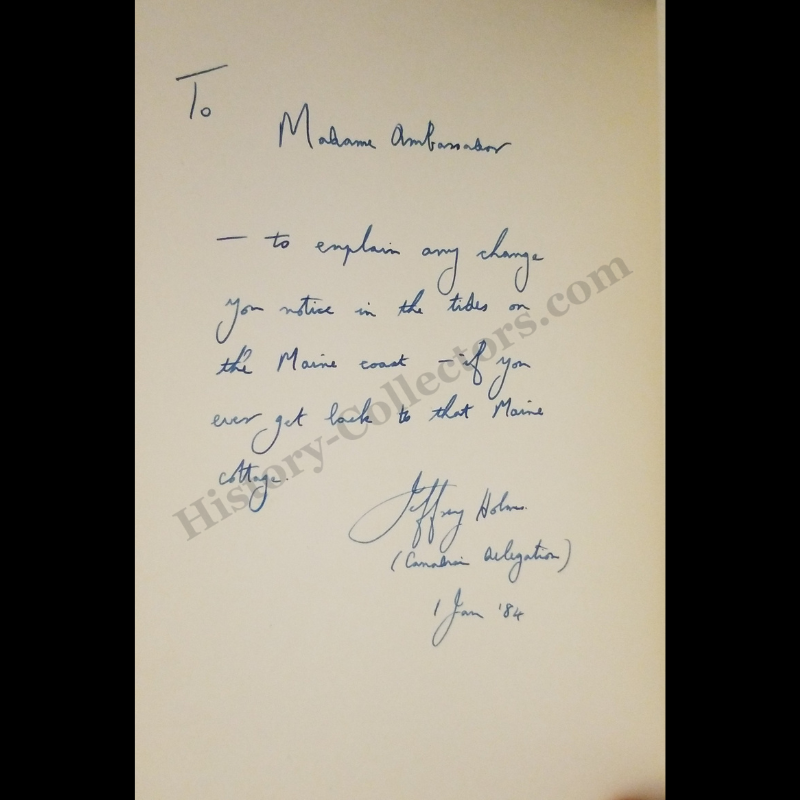 1977 Farewell To Nova Scotia By Jeffrey Holmes - Autograph Signed 1984 Presentation Copy To Ambassador Jean Broward Shevlin Gerard - Reagan Era