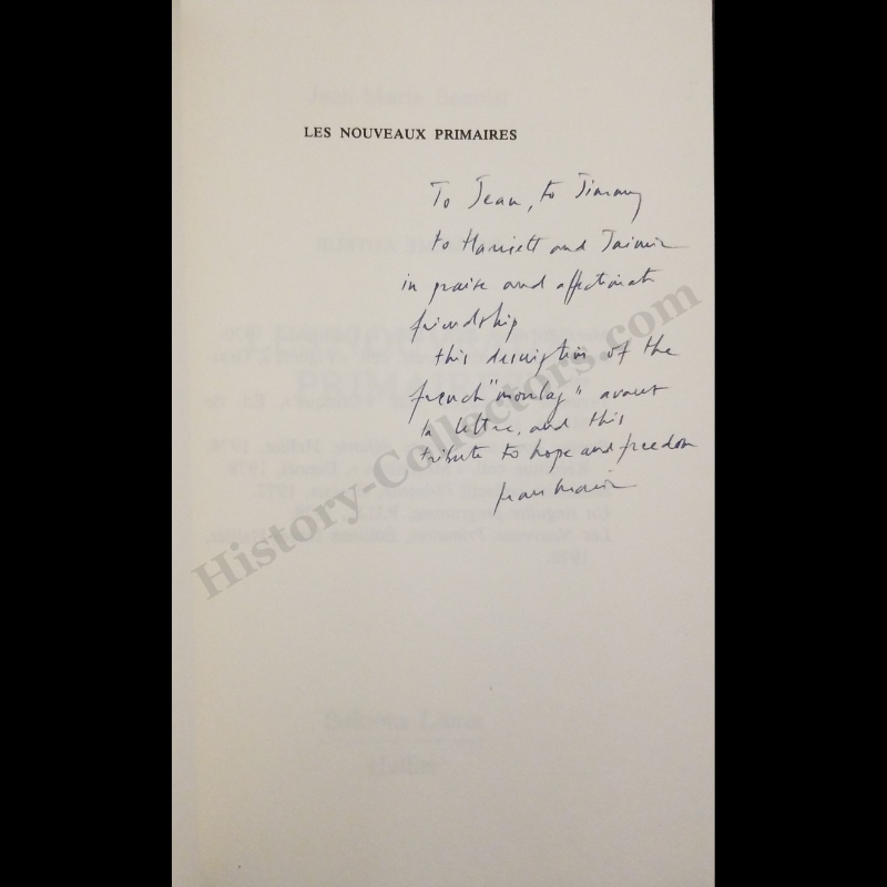 1978 Les Nouveaux Primaires By Jean-Marie Benoist - 1st Edition - Signed Presentation Copy - United States Ambassador Jean Broward Shevlin Gerard - Late Cold War Era - Written In French