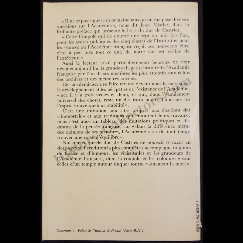 1978 La Vieille Dame Du Quai Conti By Duc De Castries - Autograph Signed c1981 Presentation Copy To Ambassador Jean Broward Shevlin Gerard - Reagan Era - Written In French