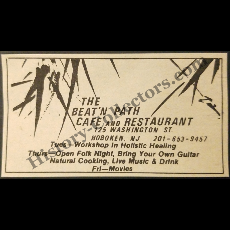 1980 Beat’n Path Café And Restaurant Print Advertisement Clipping - 125 Washington Street Hoboken New Jersey - Hospitality Industry - Late Cold War Era - Ready For Framing