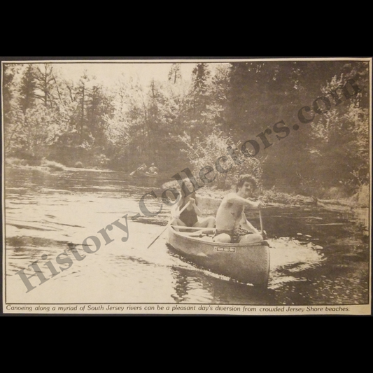 1980 Canoeing South Jersey Rivers Clipping - Outdoor Recreational Tourism - Cold War Era - Ready For Framing