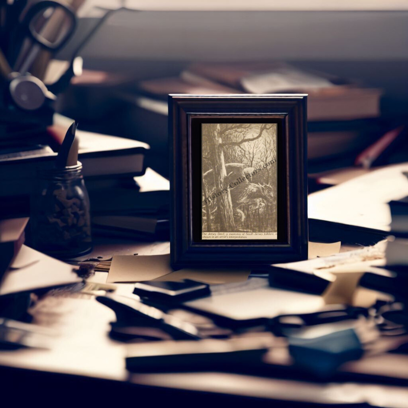 1980 Jersey Devil Illustration Print Clipping - Pine Barrens Folklore - Mother Leeds And A Thirteenth Child - Cold War Era - Ready For Framing