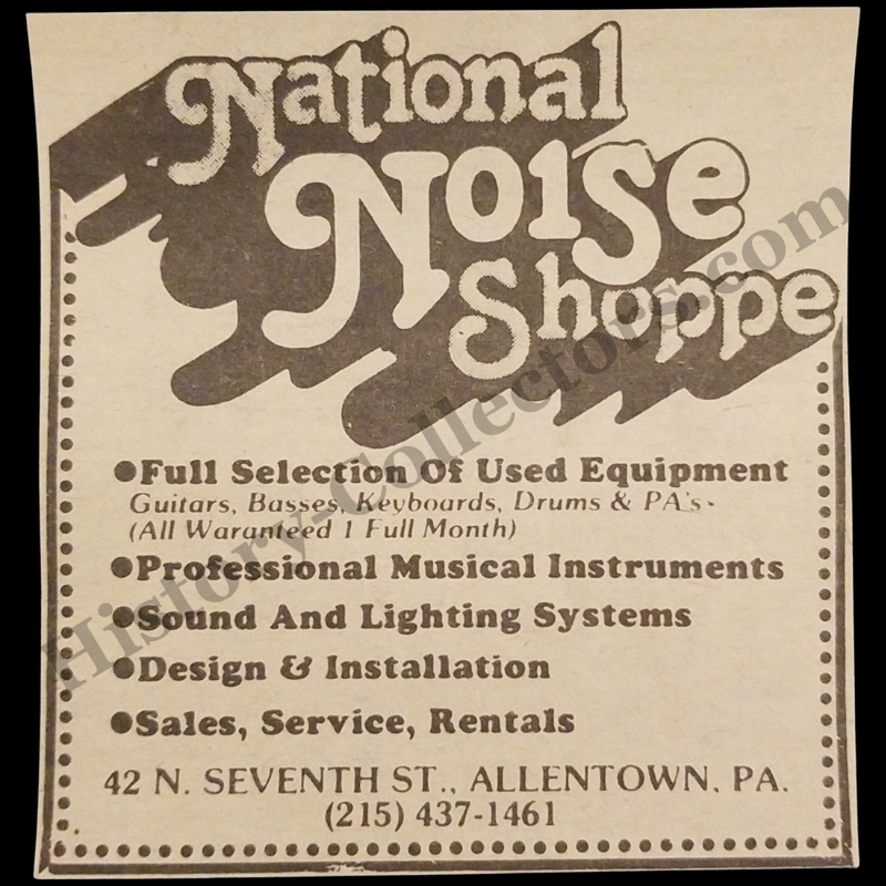 1980 National Noise Shoppe Print Advertisement Clipping - 42 North Seventh Street Allentown Pennsylvania - Local Retail History - Late Cold War Era - Ready For Framing