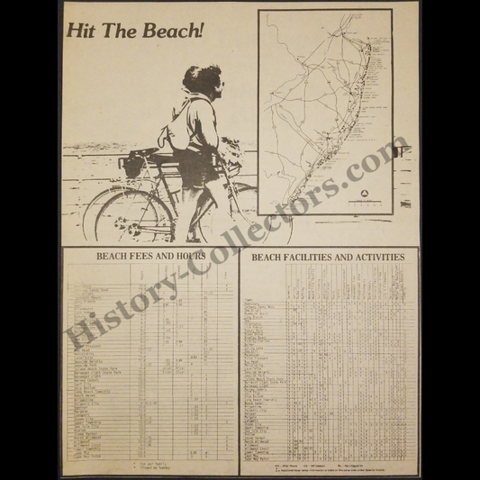 1980 New Jersey Beach Information Sheet Clipping - Coastal Tourism Development - Cold War Era - Ready For Framing