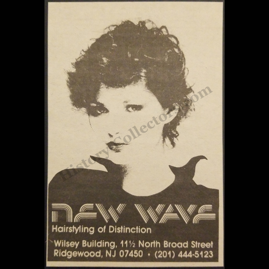1980 New Wave Hairstyling Of Distinction Print Advertisement Clipping - Wilsey Building At 11½ North Broad Street Ridgewood New Jersey - Fashion Trend - Late Cold War Era - Ready For Framing