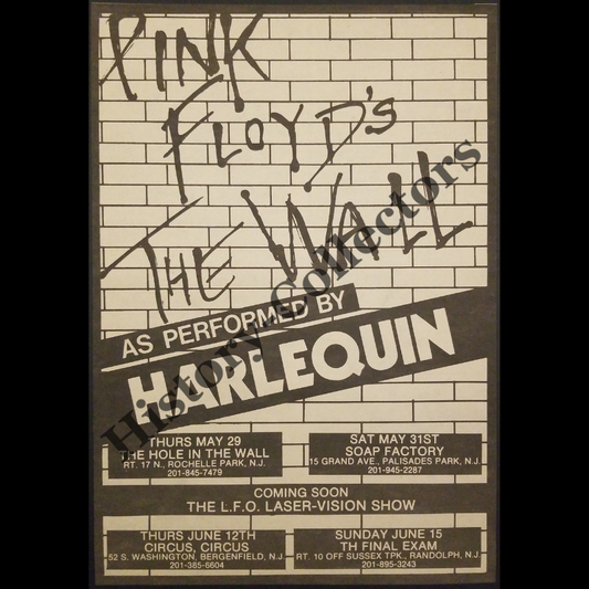 1980 Pink Floyd's The Wall Performed By Harlequin Promotion Print Advertisement Clipping - Urban Nightlife Entertainment - Late Cold War Era - Ready For Framing