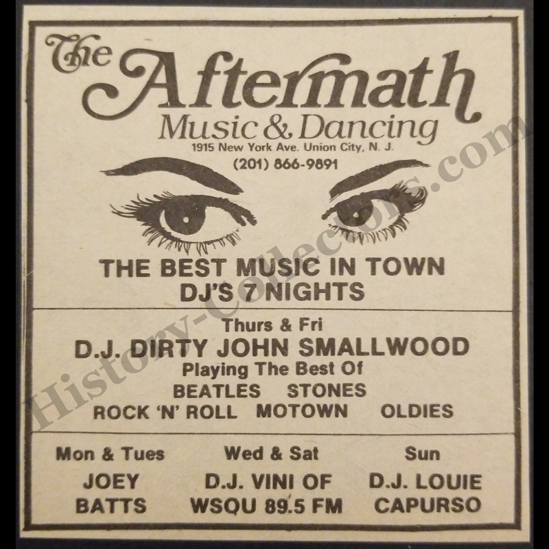 1980 The Aftermath Print Advertisement Clipping - 1915 New York Avenue Union City New Jersey - Urban Nightlife Entertainment - Cold War Era - Ready For Framing