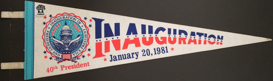1981 Reagan Bush Inauguration Souvenir Pennant - 40th Presidential Seal