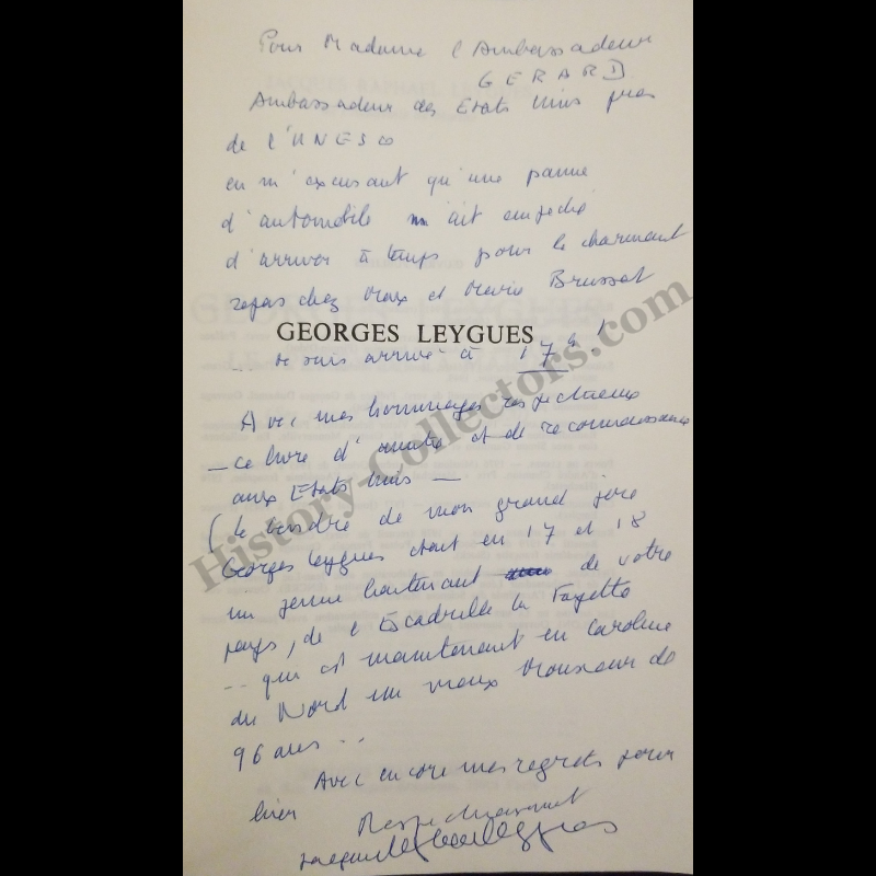 1983 Georges Leygues: Le "Père" De La Marine By Jacques Raphaël-Leygues - Signed Presentation Copy To Ambassador Jean Broward Shevlin Gerard - Calling Card Included - Reagan Era - Written In French