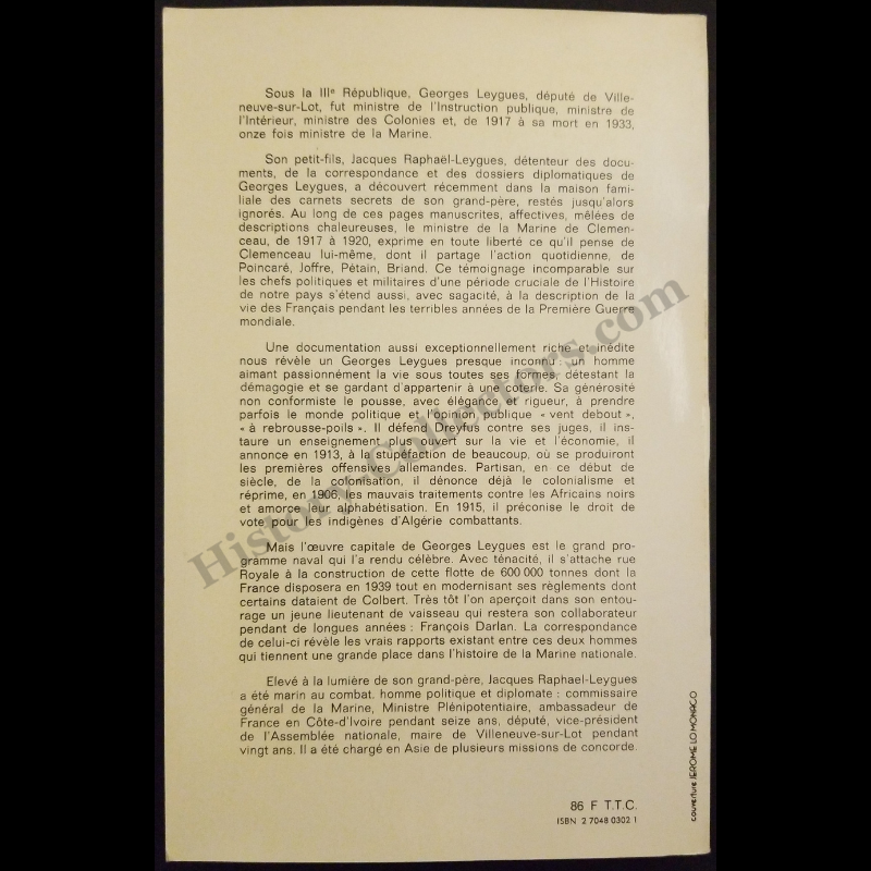 1983 Georges Leygues: Le "Père" De La Marine By Jacques Raphaël-Leygues - Signed Presentation Copy To Ambassador Jean Broward Shevlin Gerard - Calling Card Included - Reagan Era - Written In French