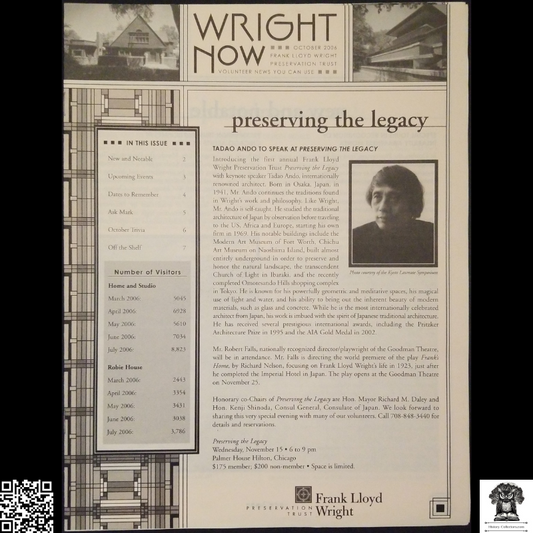 2006 Frank Lloyd Wright Now Preservation Trust Volunteer Newsletter Tadao Ando - October