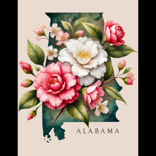 2025 History-Collectors.com Commercial Advertising Trade Card - State Flower Series - Alabama - Camellia - Card #1