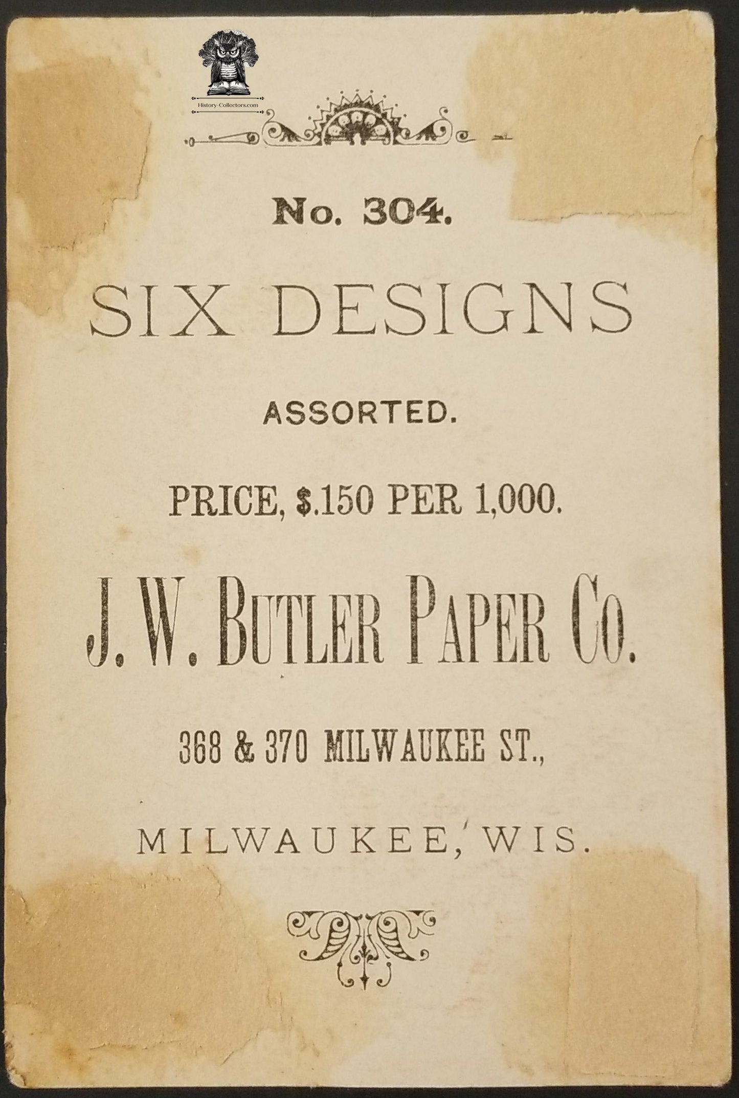Advertising Trade Card J.W. Butler Paper Co. Milwaukee WI Circus Street Monkey
