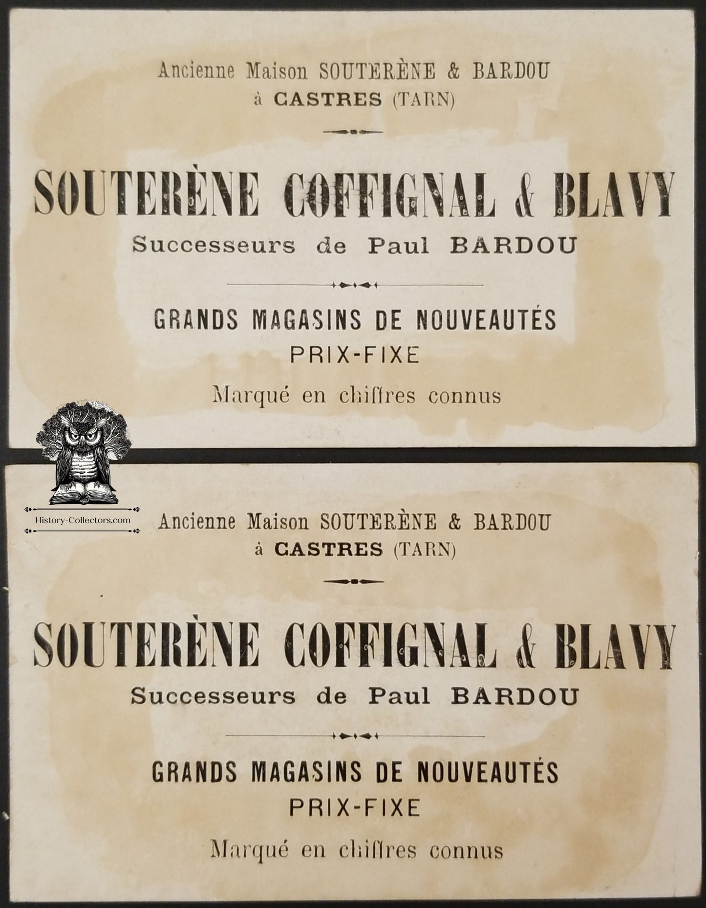 Antique French Advertising Trade Card Lot x2 - Souterene Coffignal & Blavy