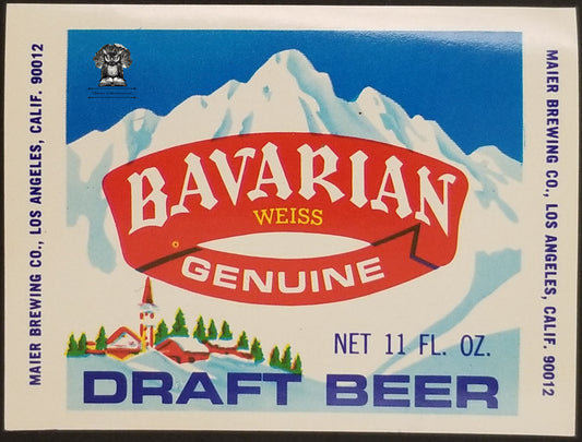 Bavarian Weiss Draft Beer Bottle Label - Maier Brewing Los Angeles California