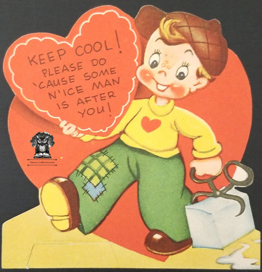 Vintage Children's Exchange Valentine's Day Card - Keep Cool Ice Box Pun