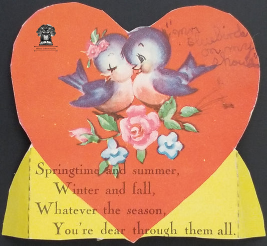 Vintage Children's Exchange Valentine's Day Card - Love Birds