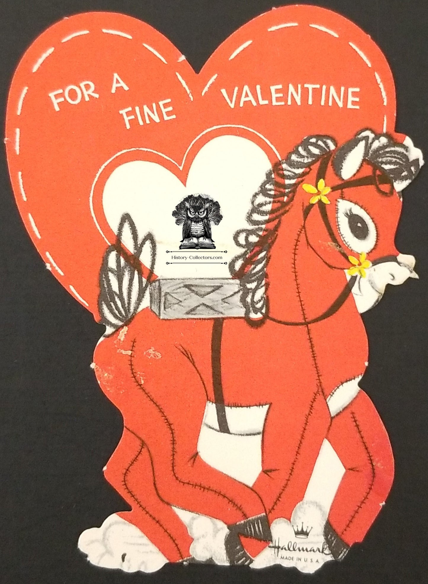 Children's Exchange Valentine's Day Card - Vintage Hallmark Plush Stuffed Horse