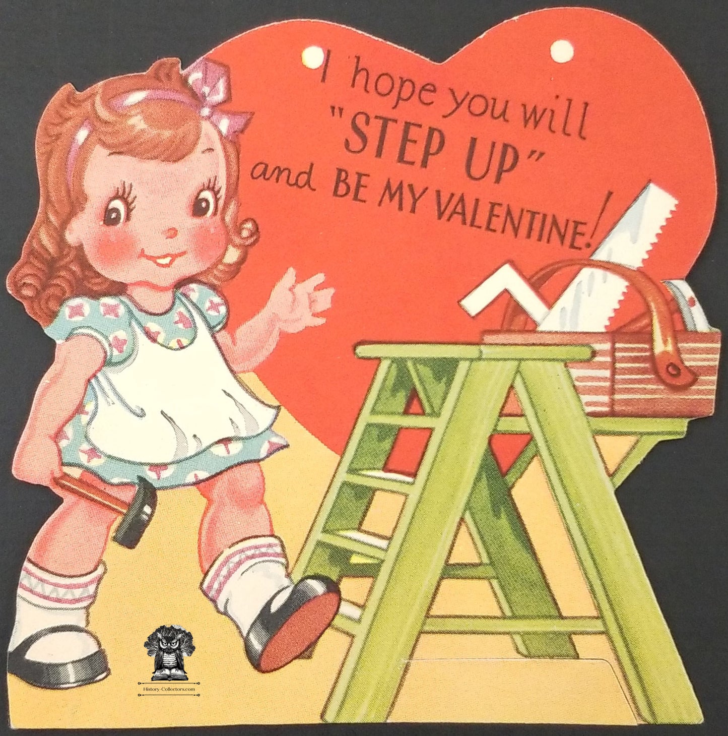 Vintage Children's Exchange Valentine's Day Card - Step Up Handy Girl