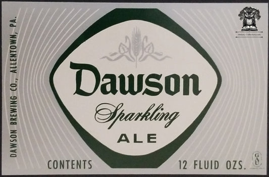 Dawson Sparkling Ale Beer Bottle Label - Brewing Co Allentown PA