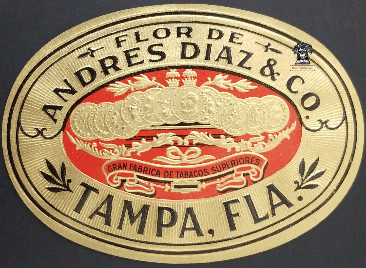 Flor De Andres Diaz & Co. Embossed Cigar Box Label - Tampa FL